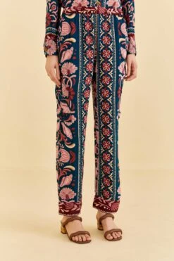 Farm Rio Teal Seashell Tapestry Cargo Pants 8 Farm Rio Teal Seashell Tapestry Cargo Pants -Colorful Wear Store 318133 03