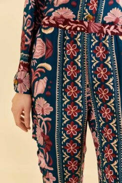 Farm Rio Teal Seashell Tapestry Cargo Pants 10 Farm Rio Teal Seashell Tapestry Cargo Pants -Colorful Wear Store 318133 05