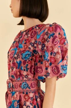 Farm Rio Blush Floral Birds Mini Dress -Colorful Wear Store 318135 03