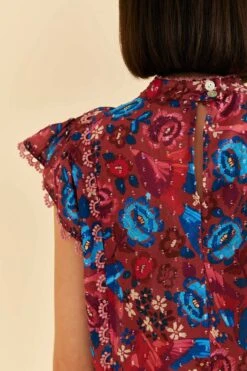 Farm Rio Blush Floral Birds Sleeveless Blouse 8 Farm Rio Blush Floral Birds Sleeveless Blouse -Colorful Wear Store 318136 04