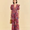 Farm Rio Blush Floral Birds Jumpsuit