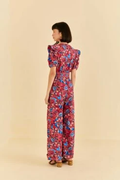 Farm Rio Blush Floral Birds Jumpsuit -Colorful Wear Store 318137 04