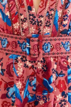 Farm Rio Blush Floral Birds Jumpsuit -Colorful Wear Store 318137 06