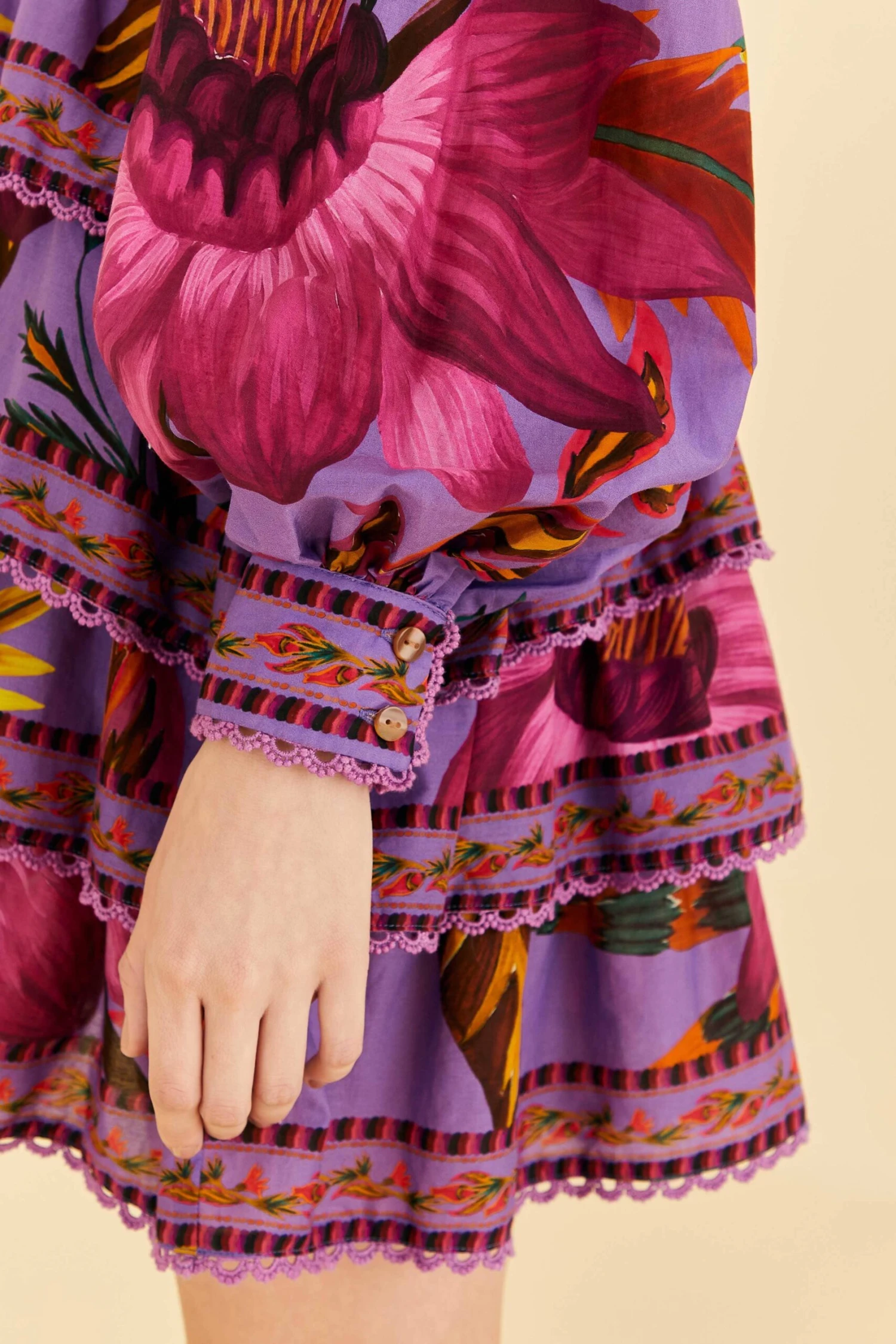 Farm Rio Purple Maxi Flowers Mini Dress 5 Farm Rio Purple Maxi Flowers Mini Dress - Image 5