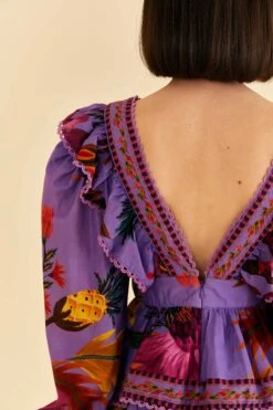 Farm Rio Purple Maxi Flowers Mini Dress 12 Farm Rio Purple Maxi Flowers Mini Dress -Colorful Wear Store 318162 06