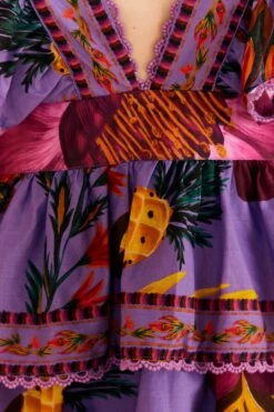 Farm Rio Purple Maxi Flowers Mini Dress 13 Farm Rio Purple Maxi Flowers Mini Dress -Colorful Wear Store 318162 07