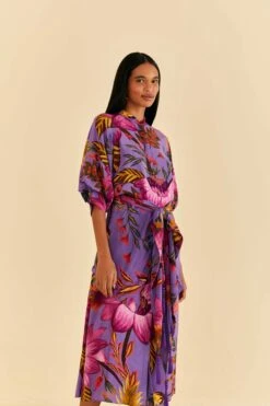 Farm Rio Purple Maxi Flowers Maxi Dress -Colorful Wear Store 318178 01