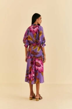 Farm Rio Purple Maxi Flowers Maxi Dress -Colorful Wear Store 318178 04