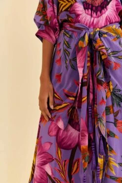 Farm Rio Purple Maxi Flowers Maxi Dress -Colorful Wear Store 318178 06