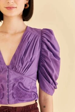 Farm Rio Purple Cropped Blouse 5 Farm Rio Purple Cropped Blouse -Colorful Wear Store 318180 02
