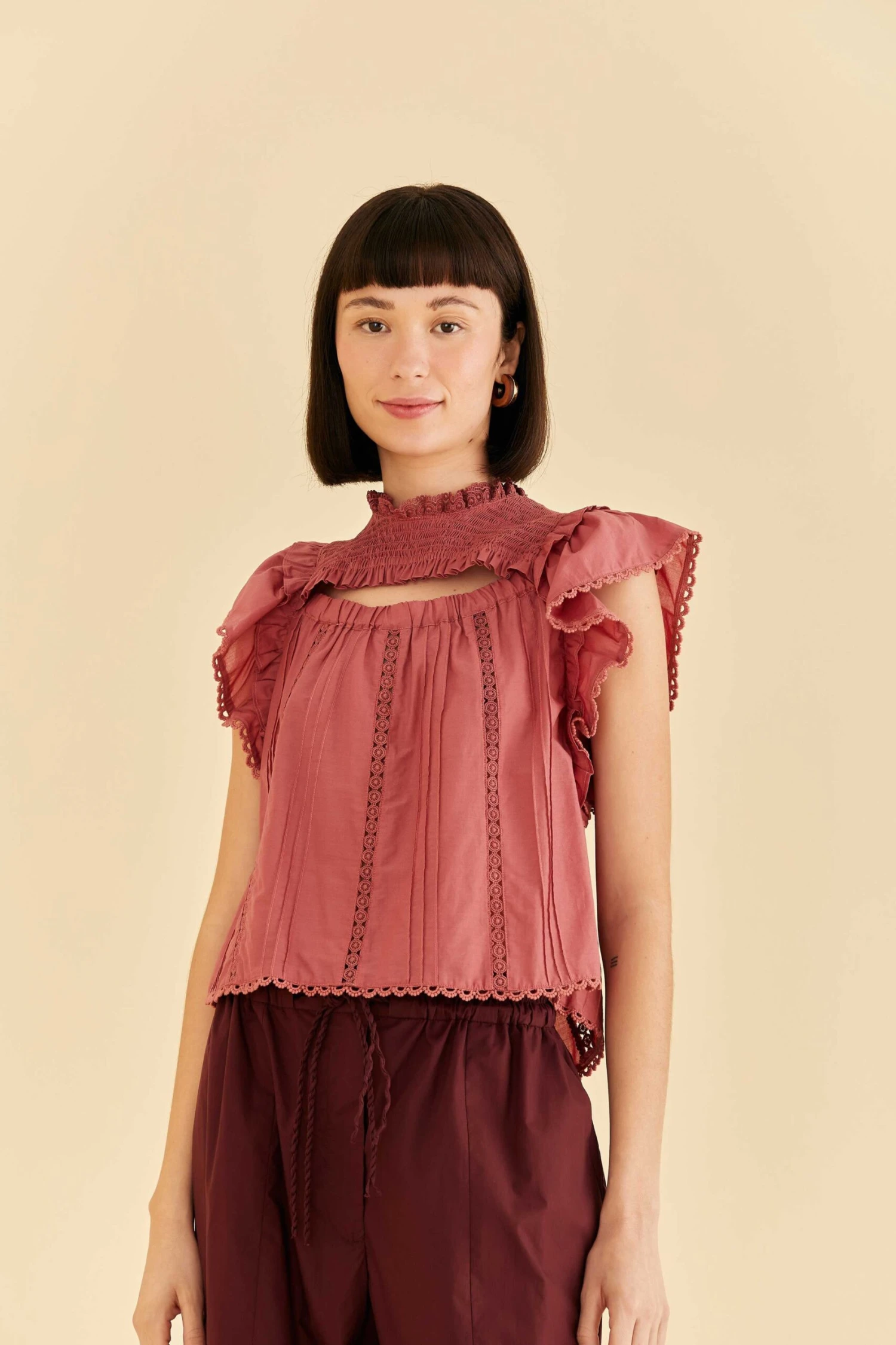 Farm Rio Blush Ruffles Blouse 1 Farm Rio Blush Ruffles Blouse