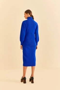 Farm Rio Blue Heart Neckline Knit Dress -Colorful Wear Store 320272 04