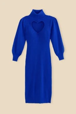 Farm Rio Blue Heart Neckline Knit Dress -Colorful Wear Store 320272 06