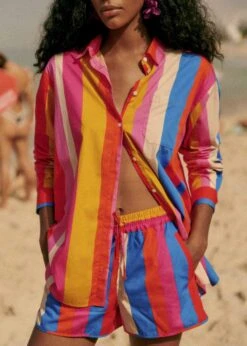 Farm Rio Carioca Stripes Multicolor Kurt Shorts 8 Farm Rio Carioca Stripes Multicolor Kurt Shorts -Colorful Wear Store 321459 04