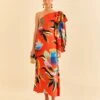 Farm Rio Red Lucy One Shoulder Maxi Dress
